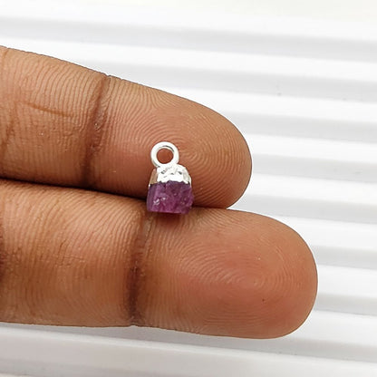 Natural Raw Ruby Crystal Pendant Silver Electroplated Capped Healing Stone for Handmade Jewelry Projects- Selling Per Piece