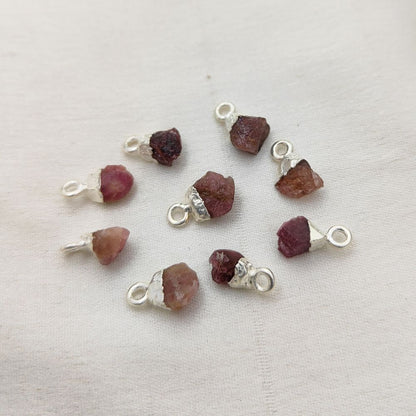 Natural Raw Ruby Crystal Pendant Silver Electroplated Capped Healing Stone for Handmade Jewelry Projects- Selling Per Piece