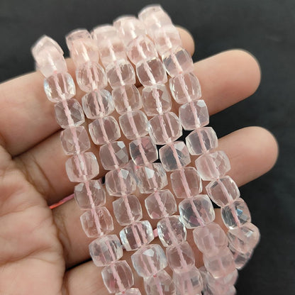 Natural Rose Quartz Gemstone Beads, Soft Pink Faceted Beads for Bracelets & Necklaces, DIY Handmade Jewelry Making – Selling Per Strand