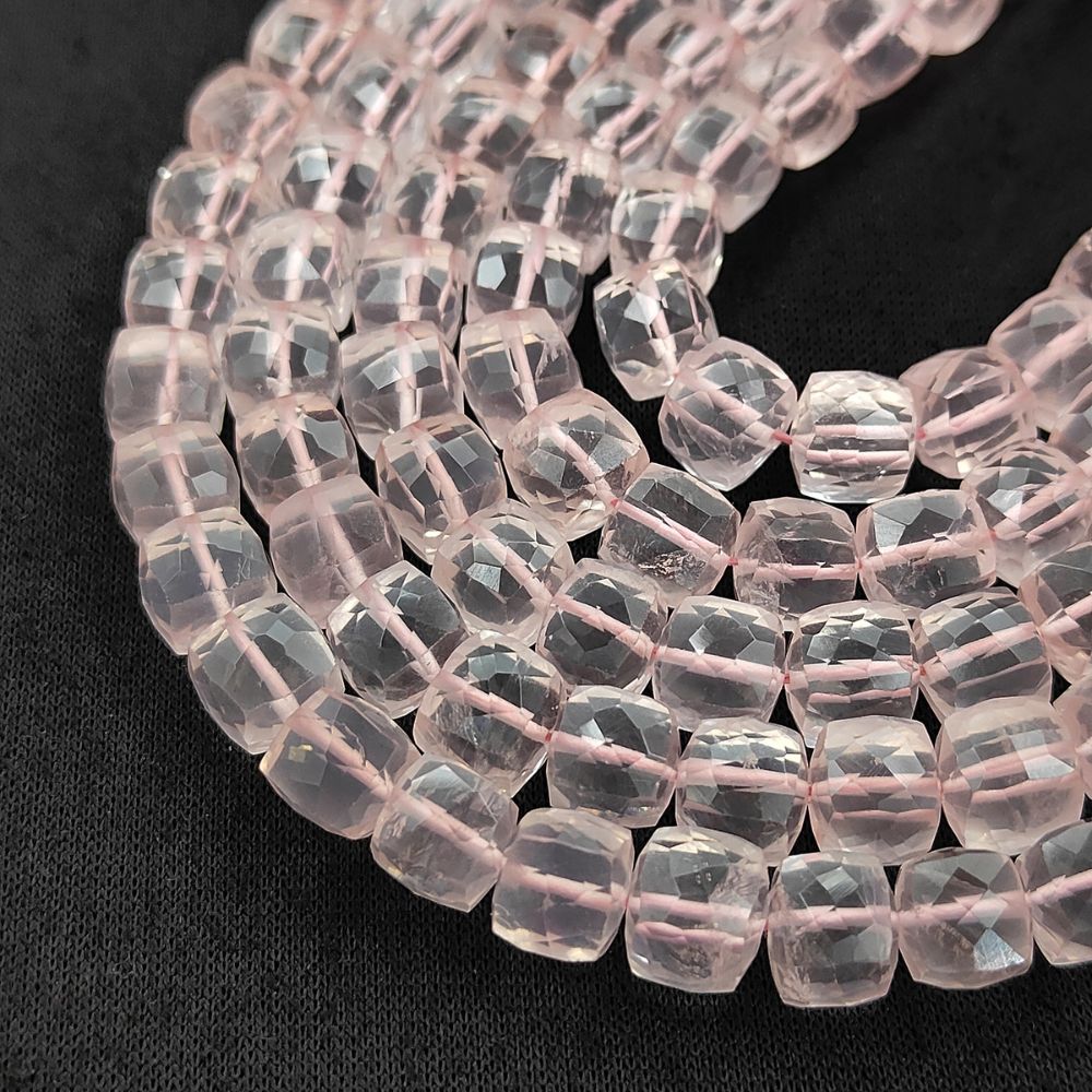 Natural Rose Quartz Gemstone Beads, Soft Pink Faceted Beads for Bracelets & Necklaces, DIY Handmade Jewelry Making – Selling Per Strand