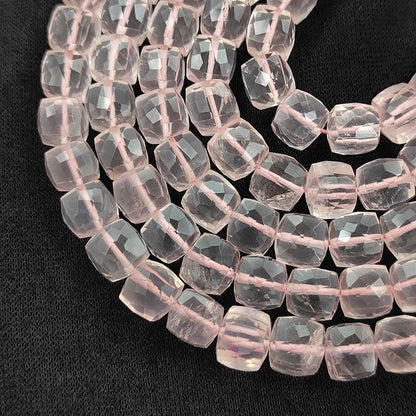 Natural Rose Quartz Gemstone Beads, Soft Pink Faceted Beads for Bracelets & Necklaces, DIY Handmade Jewelry Making – Selling Per Strand