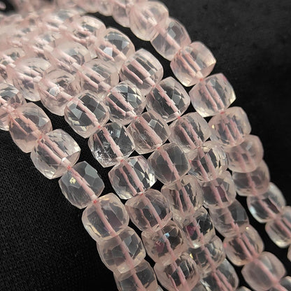 Natural Rose Quartz Gemstone Beads, Soft Pink Faceted Beads for Bracelets & Necklaces, DIY Handmade Jewelry Making – Selling Per Strand