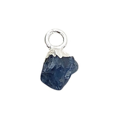 Natural Rough Blue Sapphire Crystal Charms 5–7mm Gemstone Pendants with Electroplated Cap, DIY Jewelry & Craft Supplies