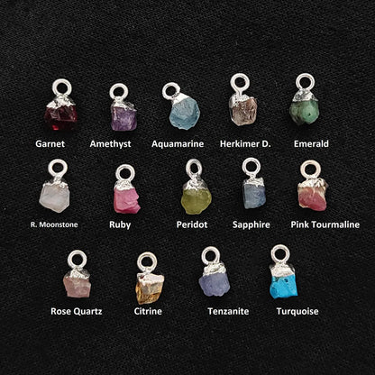 Natural Rough Gemstone Charms 5–7mm Raw Crystal Pendants with Electroplated Cap DIY Jewelry Supplies- Selling Per Piece