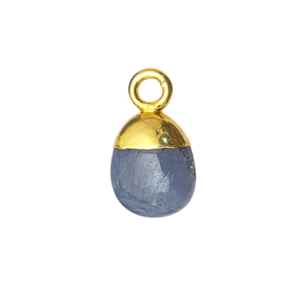 Natural Tanzanite Spike Pendant 8–10mm December Birthstone Blue Crystal Charm with Gold/Silver Plated Cap for Handmade Jewelry