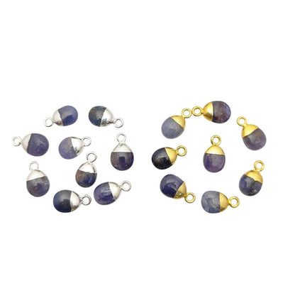 Natural Tanzanite Spike Pendant 8–10mm December Birthstone Blue Crystal Charm with Gold/Silver Plated Cap for Handmade Jewelry