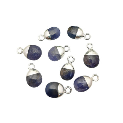 Natural Tanzanite Spike Pendant 8–10mm December Birthstone Blue Crystal Charm with Gold/Silver Plated Cap for Handmade Jewelry