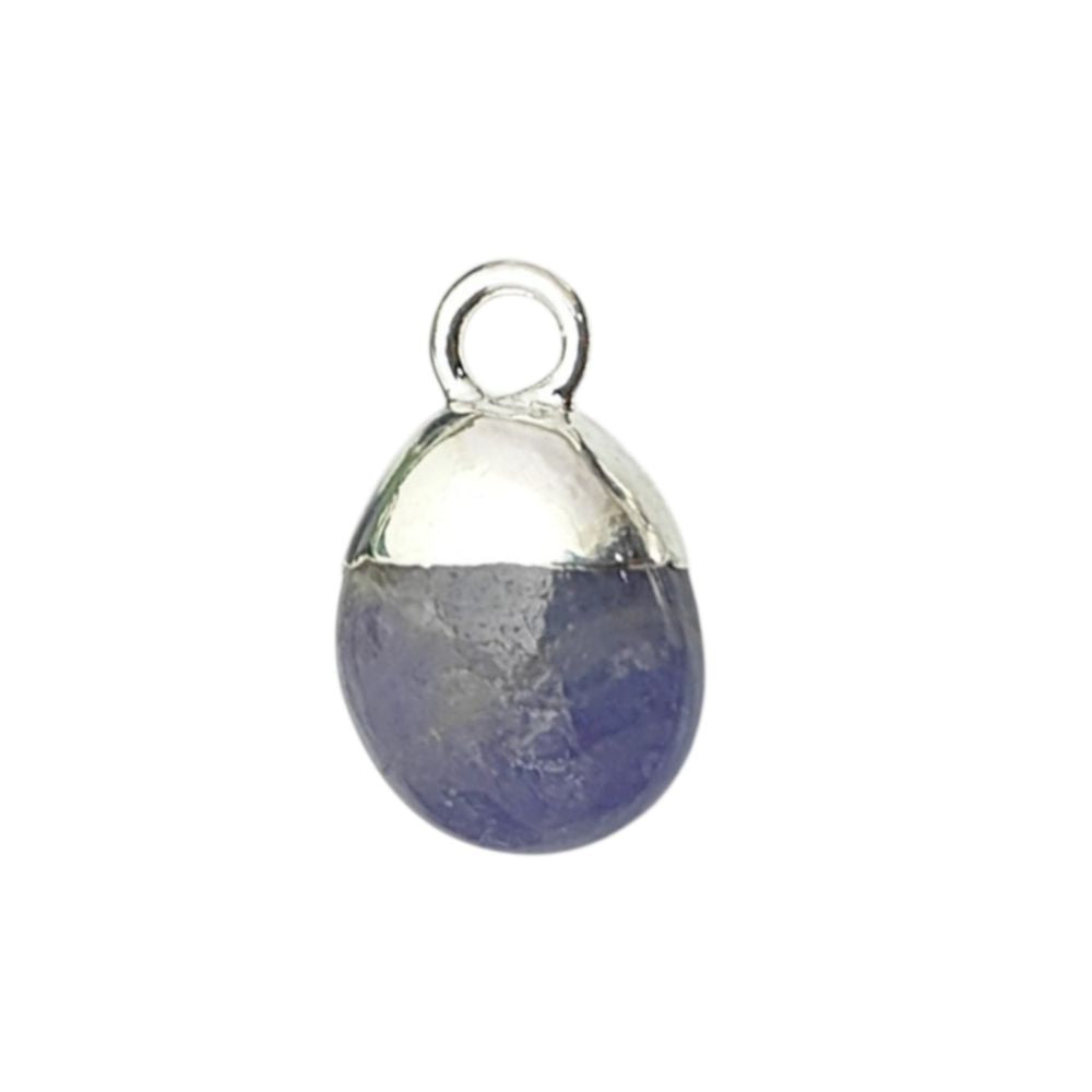 Natural Tanzanite Spike Pendant 8–10mm December Birthstone Blue Crystal Charm with Gold/Silver Plated Cap for Handmade Jewelry