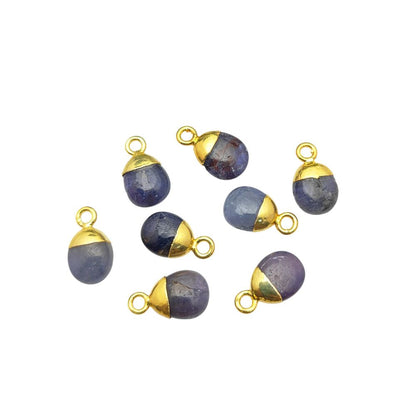 Natural Tanzanite Spike Pendant 8–10mm December Birthstone Blue Crystal Charm with Gold/Silver Plated Cap for Handmade Jewelry