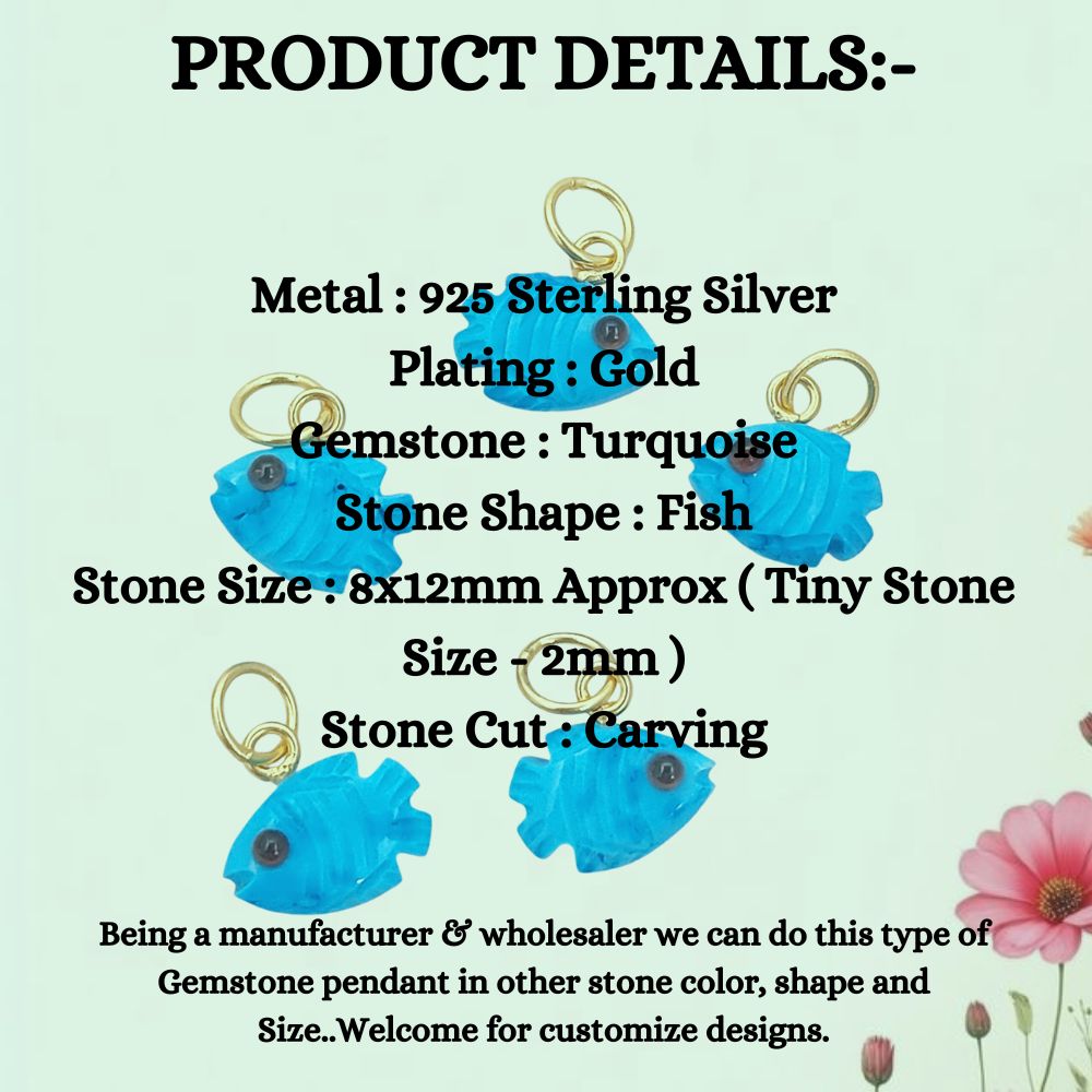 Turquoise Fish Charm Pendant for DIY Jewelry Projects