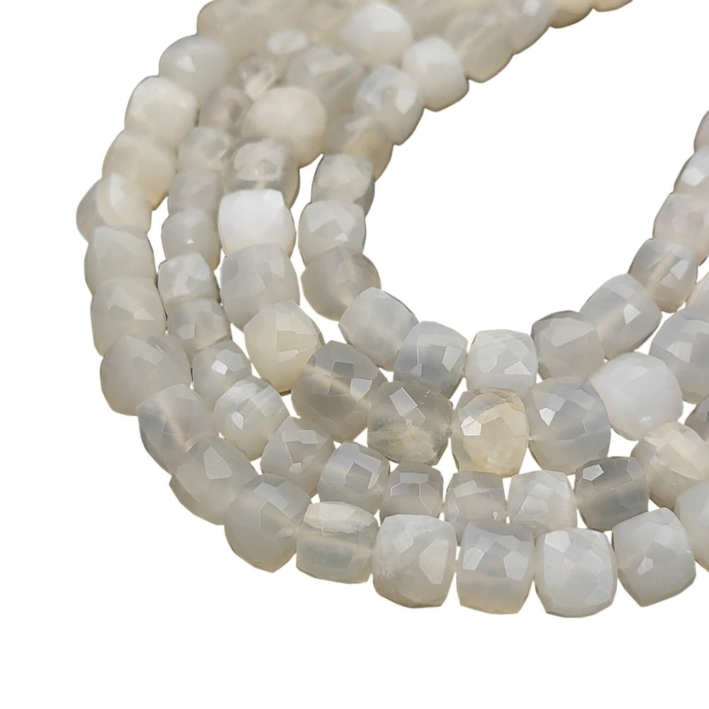Natural White Moonstone Jewelry Making Beads, Faceted Milky White Gemstone Beads for Minimalist Bracelets & Necklaces – Selling Per Strand
