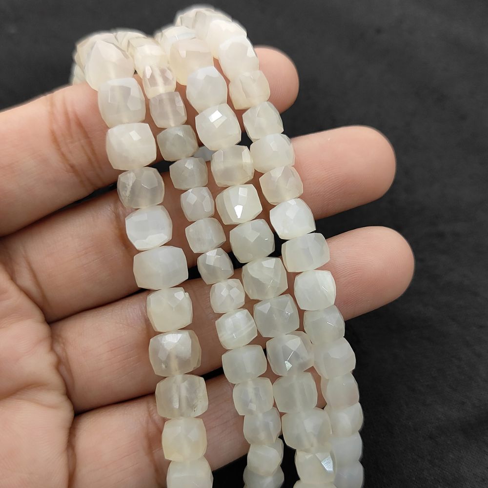 Natural White Moonstone Jewelry Making Beads, Faceted Milky White Gemstone Beads for Minimalist Bracelets & Necklaces – Selling Per Strand