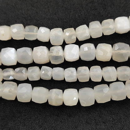 Natural White Moonstone Jewelry Making Beads, Faceted Milky White Gemstone Beads for Minimalist Bracelets & Necklaces – Selling Per Strand