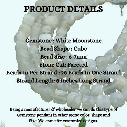 Natural White Moonstone Jewelry Making Beads, Faceted Milky White Gemstone Beads for Minimalist Bracelets & Necklaces – Selling Per Strand