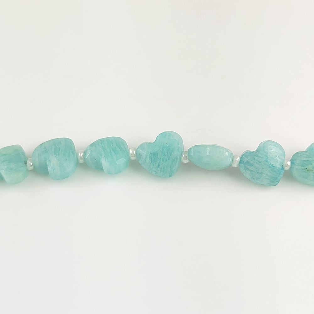 Natural Amazonite Faceted Heart Beads Unique 8-9mm Beads for Handmade Jewelry Design