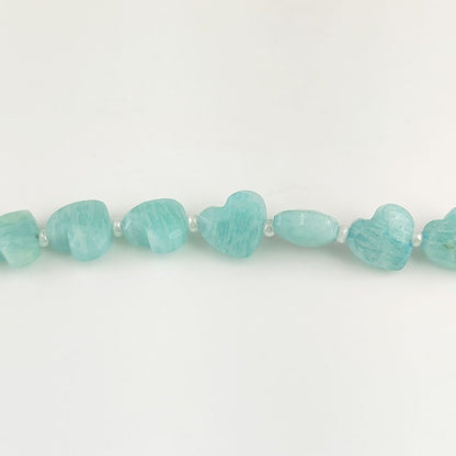 Natural Amazonite Faceted Heart Beads Unique 8-9mm Beads for Handmade Jewelry Design