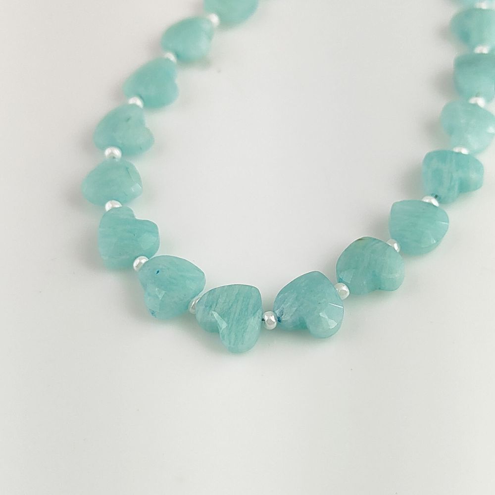 Natural Amazonite Faceted Heart Beads Unique 8-9mm Beads for Handmade Jewelry Design