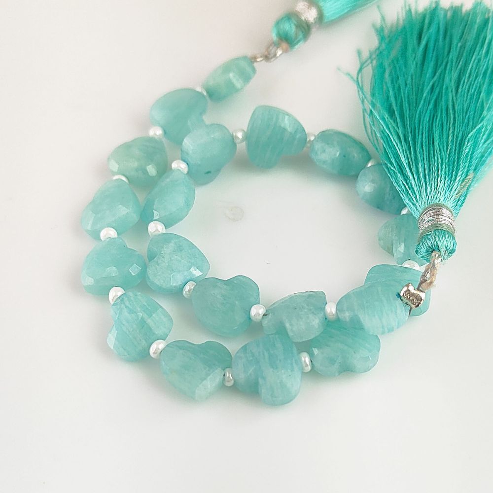 Natural Amazonite Faceted Heart Beads Unique 8-9mm Beads for Handmade Jewelry Design
