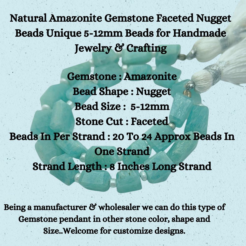 Natural Amazonite Gemstone Faceted Nugget Beads Unique 5-12mm Beads for Handmade Jewelry & Crafting