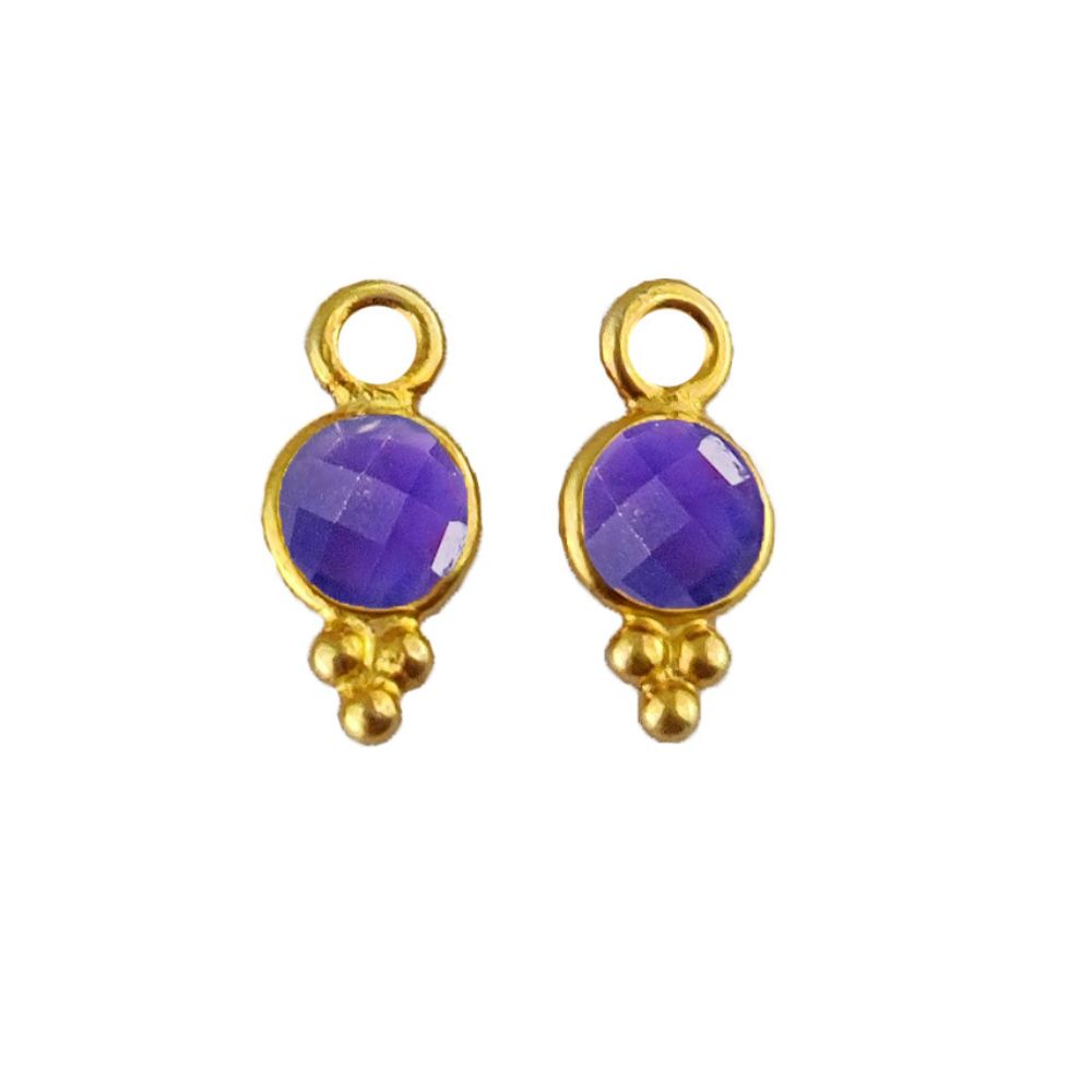 Natural Amethyst Charm for Jewelry 4mm Gold Vermeil Pendant