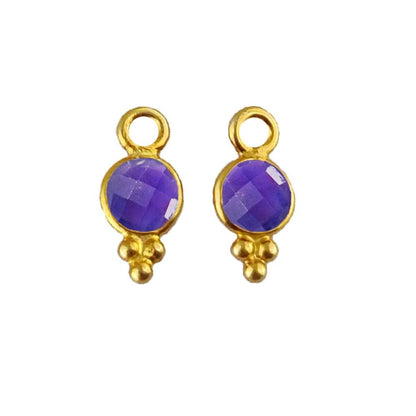 Natural Amethyst Charm for Jewelry 4mm Gold Vermeil Pendant