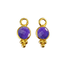 Natural Amethyst Charm for Jewelry 4mm Gold Vermeil Pendant