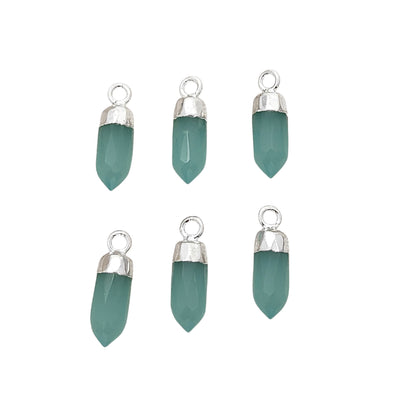 Aqua Chalcedony Raw Spike Pendant Gold or Silver Electroplated Gemstone for DIY Jewelry- Selling Per Piece