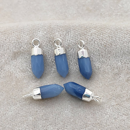 Blue Opal Spike Point Pendant Gold/Silver Electroplated Crystal for Handmade Designs- Selling Per Piece