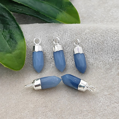 Blue Opal Spike Point Pendant Gold/Silver Electroplated Crystal for Handmade Designs- Selling Per Piece