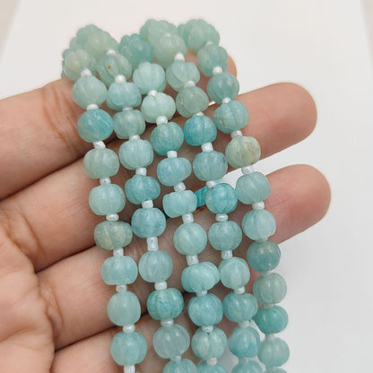Premium Amazonite Carved Pumpkin Beads – Beautiful Gemstones for Jewelry