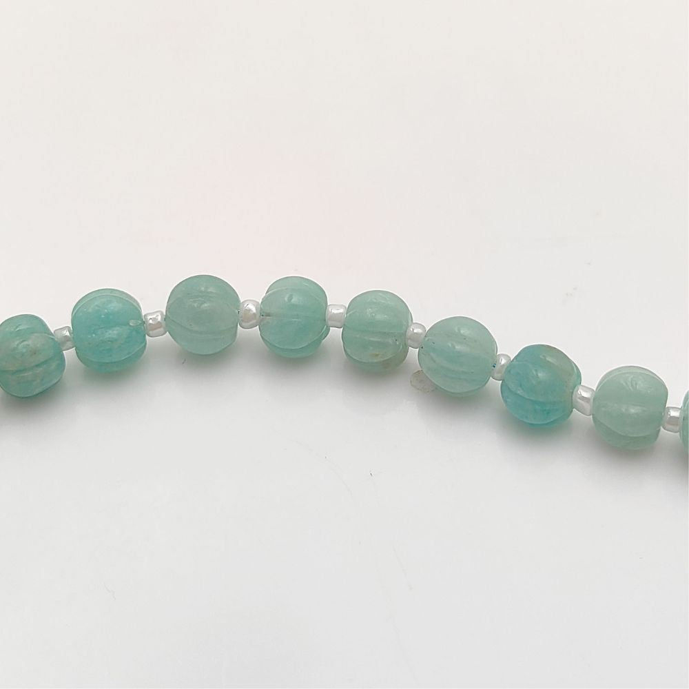 Natural Carved Amazonite Pumpkin Beads Gemstone Beads for DIY Jewelry Making
