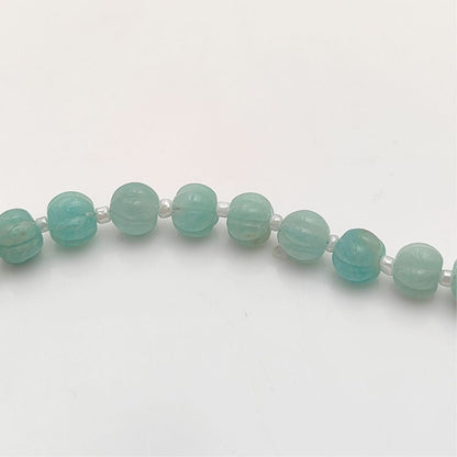 Natural Carved Amazonite Pumpkin Beads Gemstone Beads for DIY Jewelry Making
