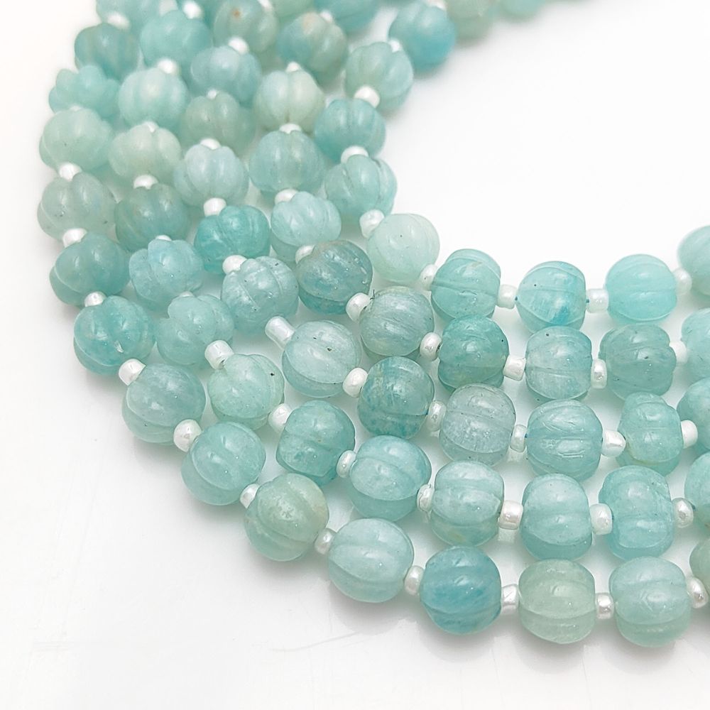 Handmade Amazonite Pumpkin Beads – Gemstone Beads for Custom Jewelry