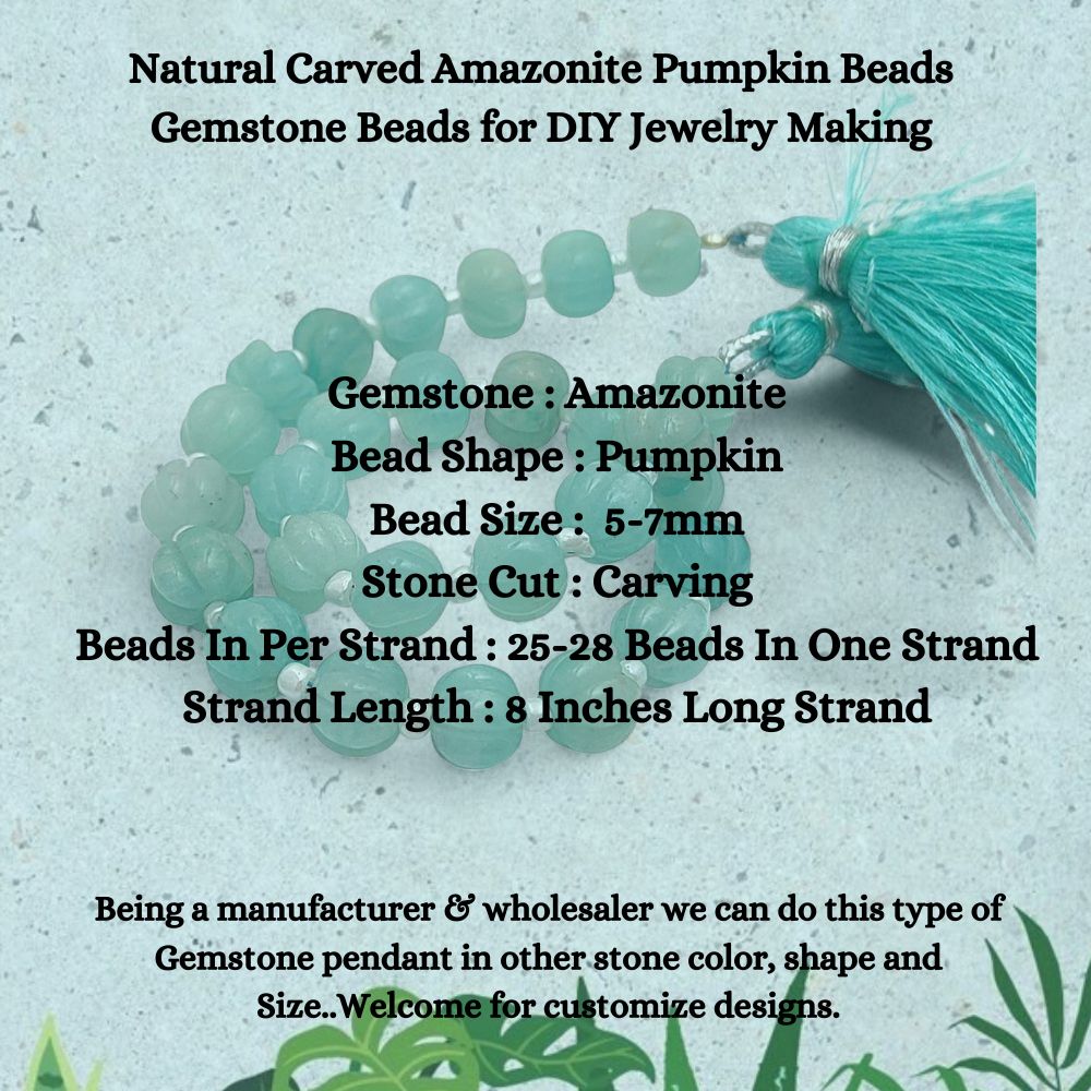 Unique Natural Amazonite Pumpkin Beads – Ideal for Handmade Jewelry