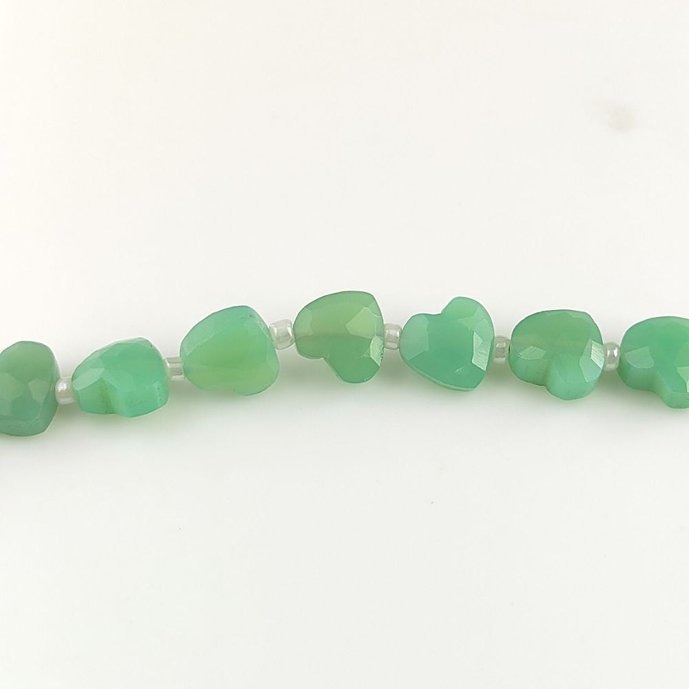 Natural Chrysoprase Chalcedony Faceted Heart Beads Unique 8-9mm Gemstones for Handmade Jewelry