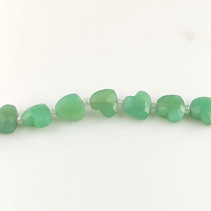 Natural Chrysoprase Chalcedony Faceted Heart Beads Unique 8-9mm Gemstones for Handmade Jewelry