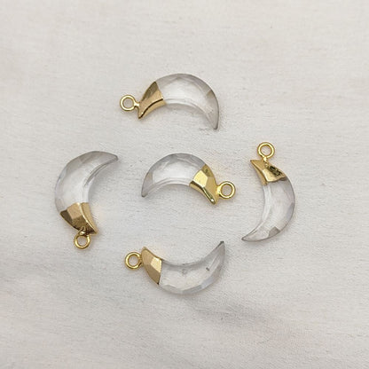 DIY Jewelry Crystal Quartz Crescent – Gold or Silver Electroplated Moon Pendant