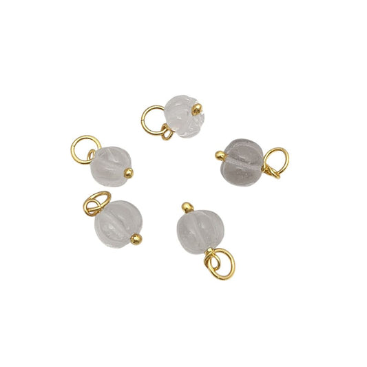 Natural Clear Quartz Pumpkin Charm Pendant Gemstone Bead for Spiritual Jewelry- Selling Per Piece