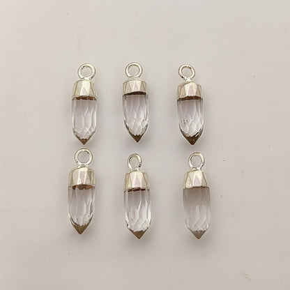 Boho Clear Quartz Spike Pendant Gold/Silver Electroplated Charm for Custom Jewelry Projects- Selling Per Piece