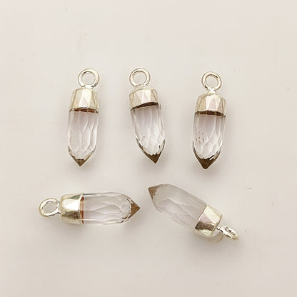 Boho Clear Quartz Spike Pendant Gold/Silver Electroplated Charm for Custom Jewelry Projects- Selling Per Piece