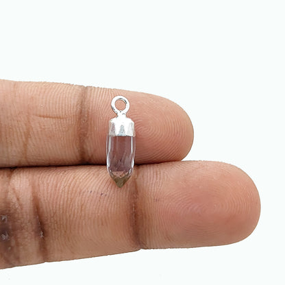 Boho Clear Quartz Spike Pendant Gold/Silver Electroplated Charm for Custom Jewelry Projects- Selling Per Piece