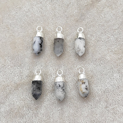 Dendritic Opal Crystal Spike Point Pendant Gold/Silver Electroplated for Spiritual DIY Jewelry Crafts- Selling Per Piece