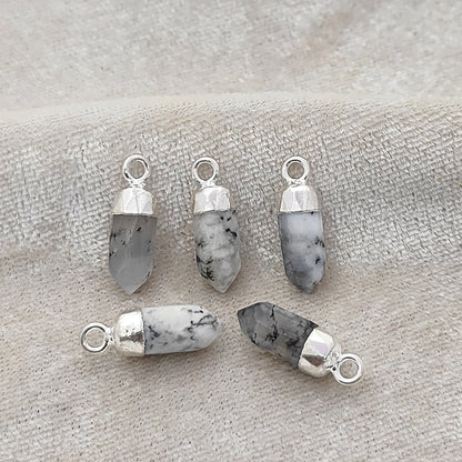 Dendritic Opal Crystal Spike Point Pendant Gold/Silver Electroplated for Spiritual DIY Jewelry Crafts- Selling Per Piece