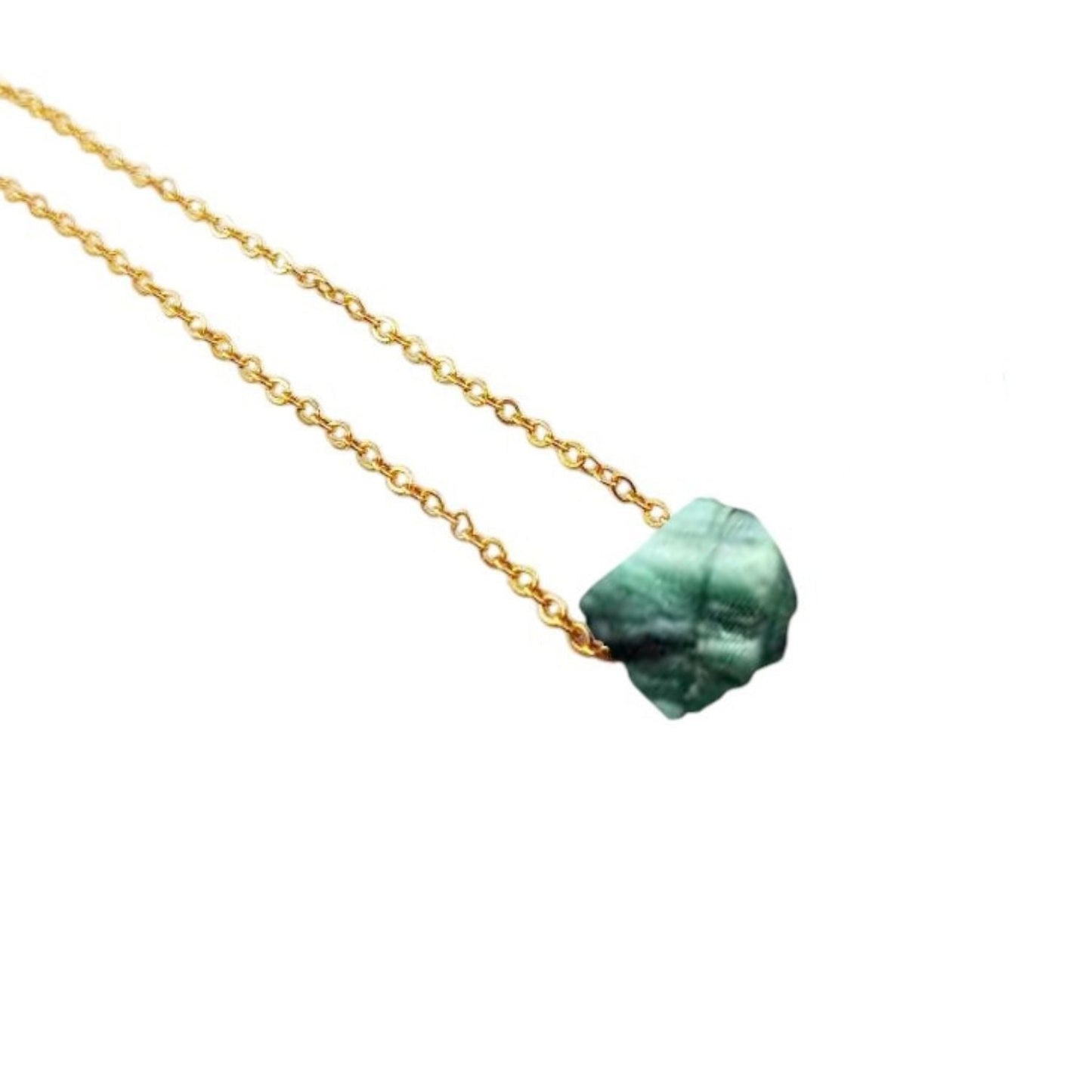 Multi Raw Gemstone Necklace with Gold Plated Adjustable Chain
