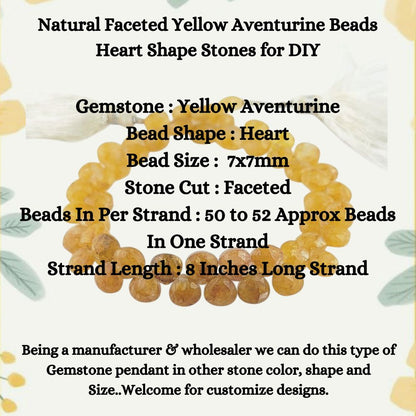 Natural Yellow Aventurine Heart Beads – Perfect for Jewelry Making