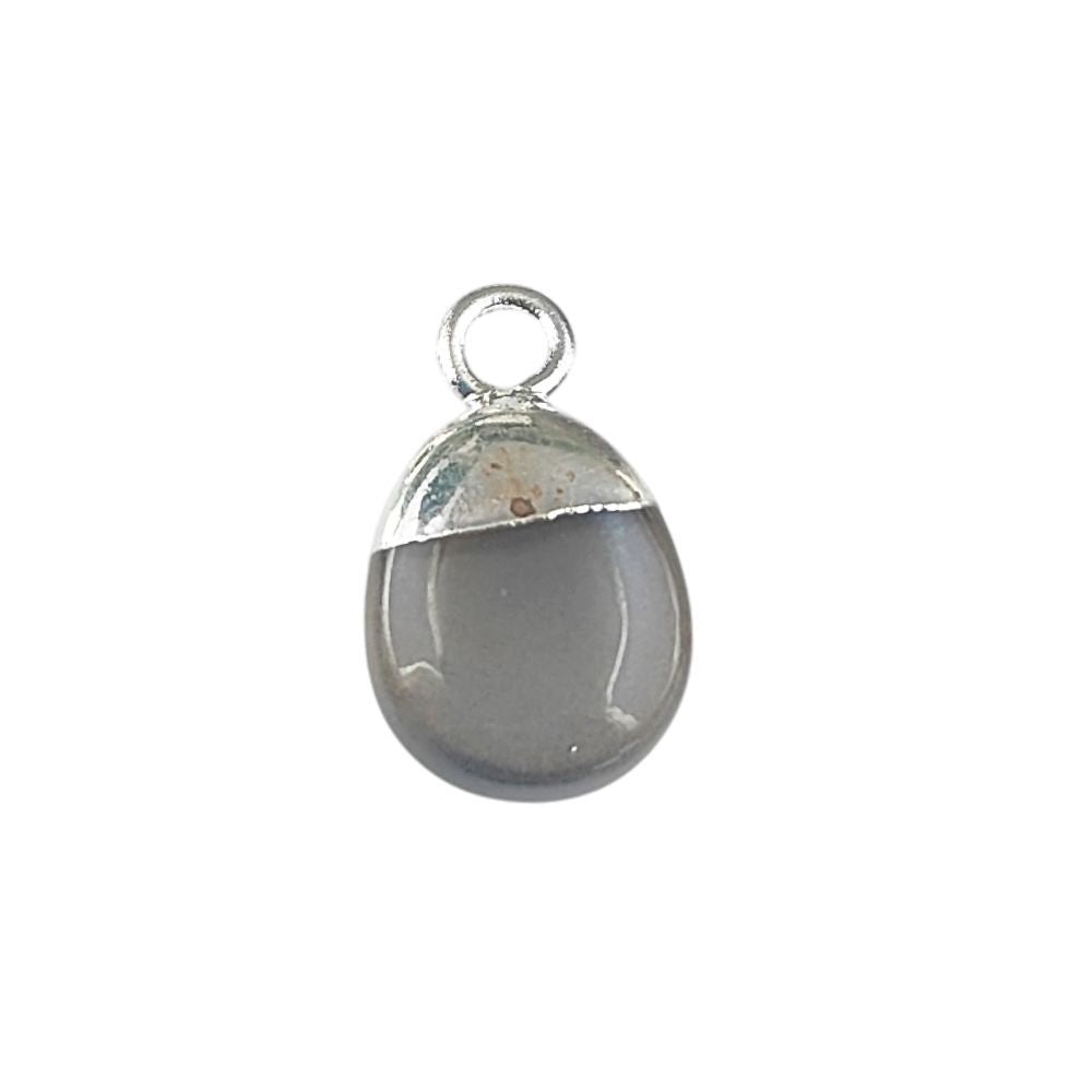 Natural Genuine Grey Moonstone Tumble Pendant 8–10mm Smooth Healing Crystal Gemstone Charm for Necklace Jewelry Making- Selling Per Piece