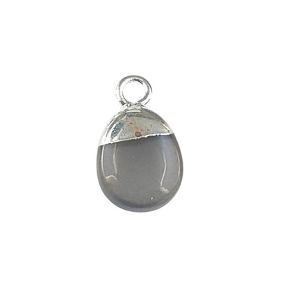 Natural Genuine Grey Moonstone Tumble Pendant 8–10mm Smooth Healing Crystal Gemstone Charm for Necklace Jewelry Making- Selling Per Piece