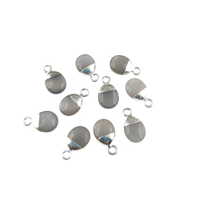 Natural Genuine Grey Moonstone Tumble Pendant 8–10mm Smooth Healing Crystal Gemstone Charm for Necklace Jewelry Making- Selling Per Piece