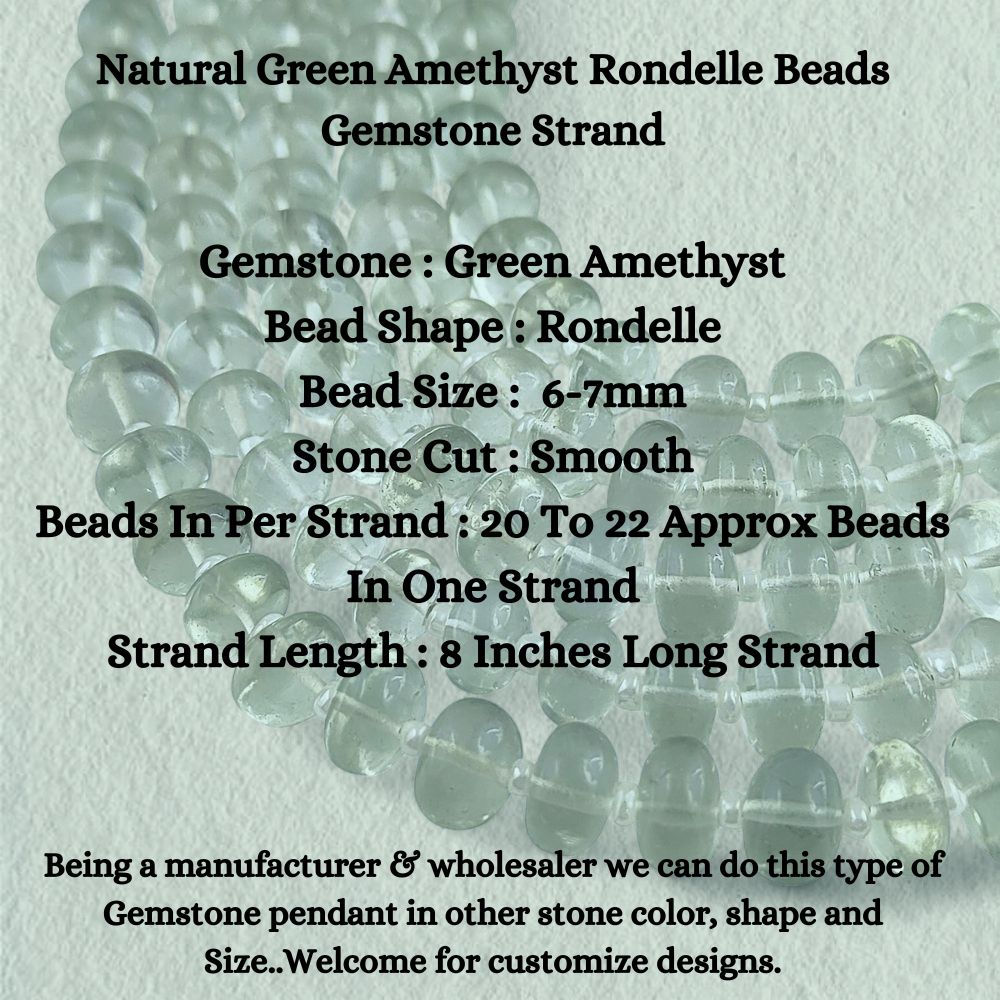 Natural Green Amethyst Rondelle Beads Gemstone Strand