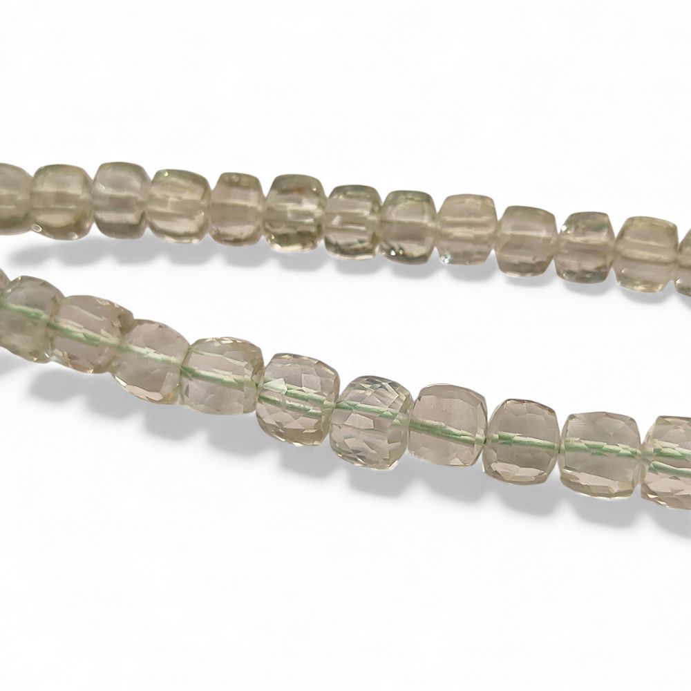 Natural Green Amethyst Square Cube Beads Faceted Prasiolite Gemstone Beads for Bracelets & Necklaces- Selling Per Strand